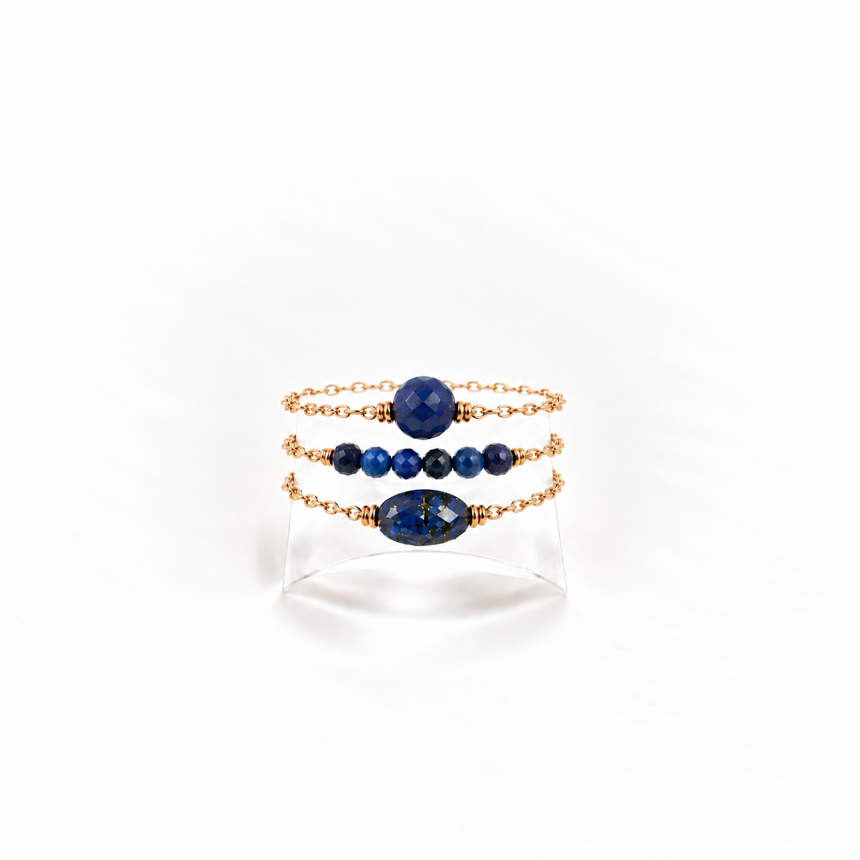 Ô PLUM Jenna Lapis Lazuli bague plaqué or taille 52 ovale