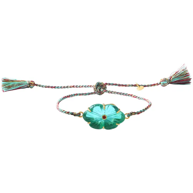 Leticia Ponti Camila bracelet cordon apatite verte plaqué or