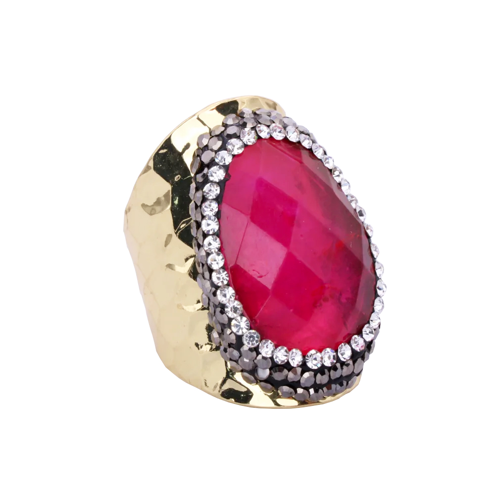 Hypnochic Strass Dorée Pierre bague dorée ajustable