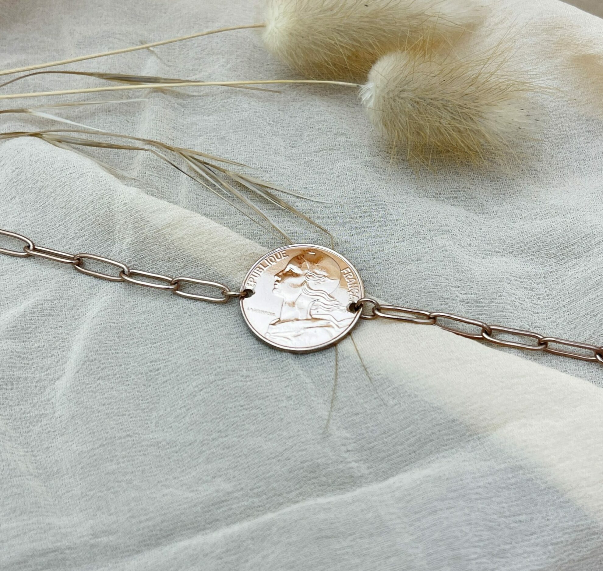 Le P'tit Franc Bracelets Trombone 20 cts bracelet pièce 17 cm