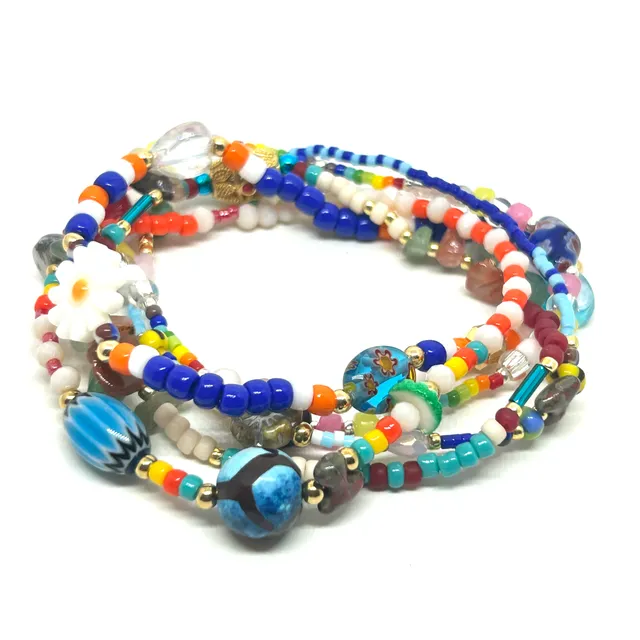 Hypnochic Sun bracelet multi-rangs pierres naturelles multicolore