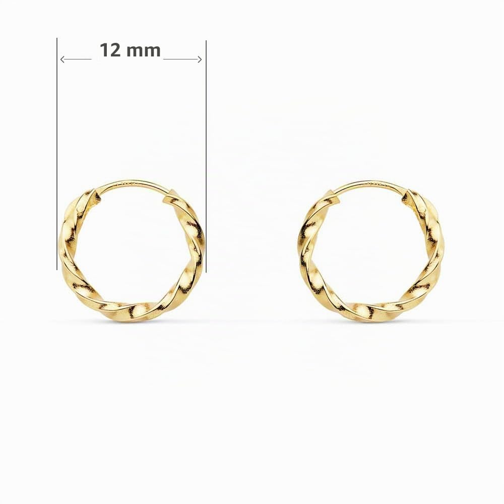 L'Atelier d'Azur Créoles Or Jaune Torsadées boucles d'oreilles 1,2 cm