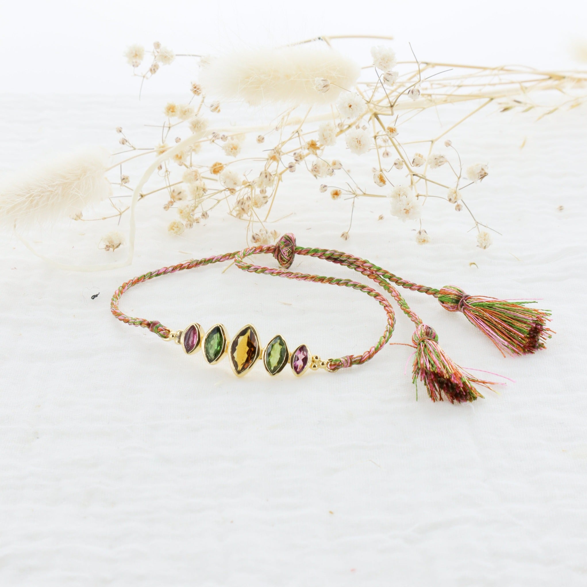 Leticia Ponti Betsy bracelet cordon agate verte plaqué or