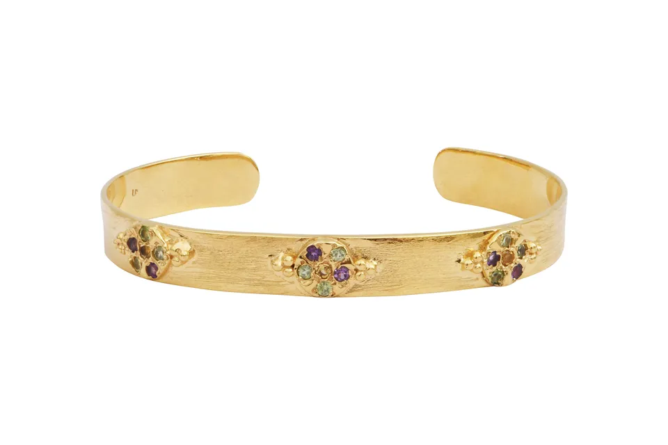 Leticia Ponti Gina Tourmaline bracelet fleurs plaqué or