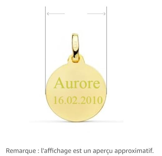 L'Atelier d'Azur Saint Christophe collier médaille or jaune gravure offerte