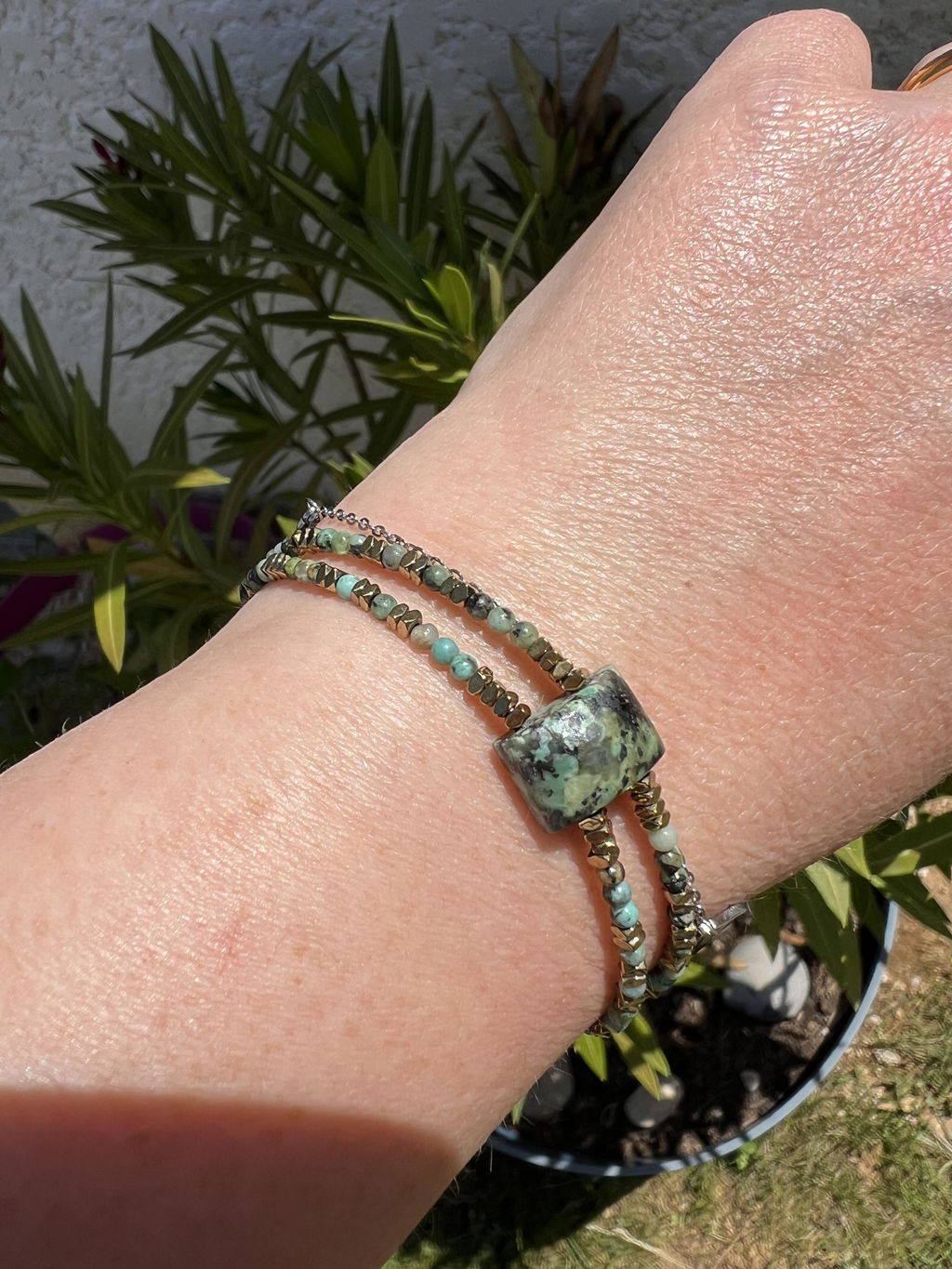 MAD SO CREATION Bracelet Gaïa turquoise africaine 16 cm