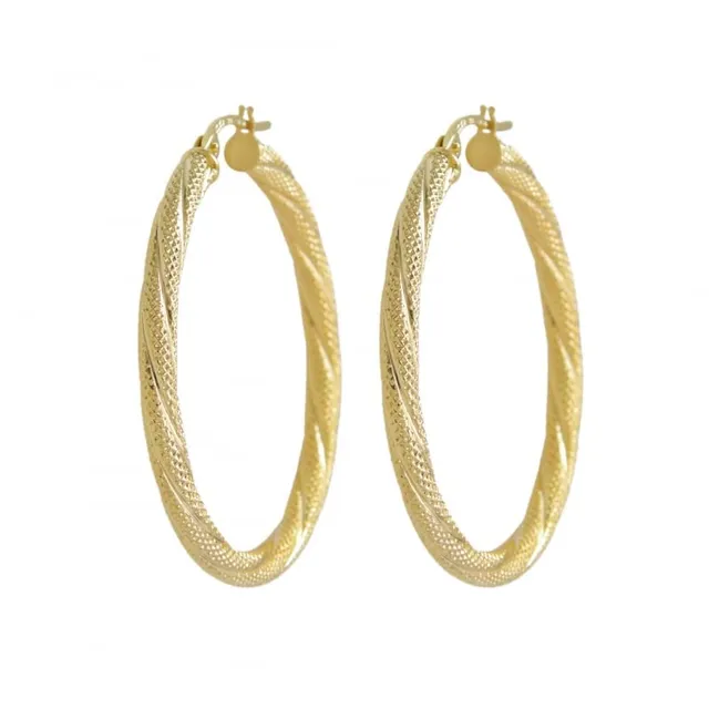 L'Atelier d'Azur Créoles Or Jaune 375 Boucles Femme 2 cm