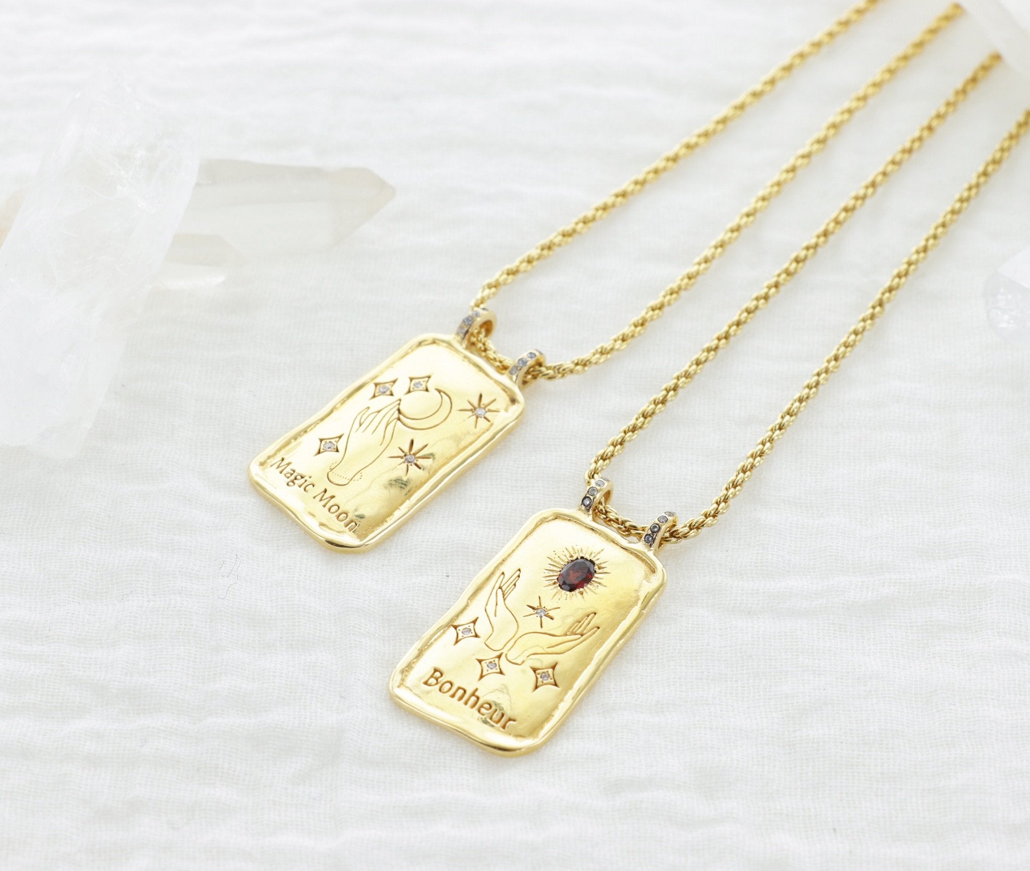 Leticia Ponti Bonheur collier 40 cm grenat plaqué or