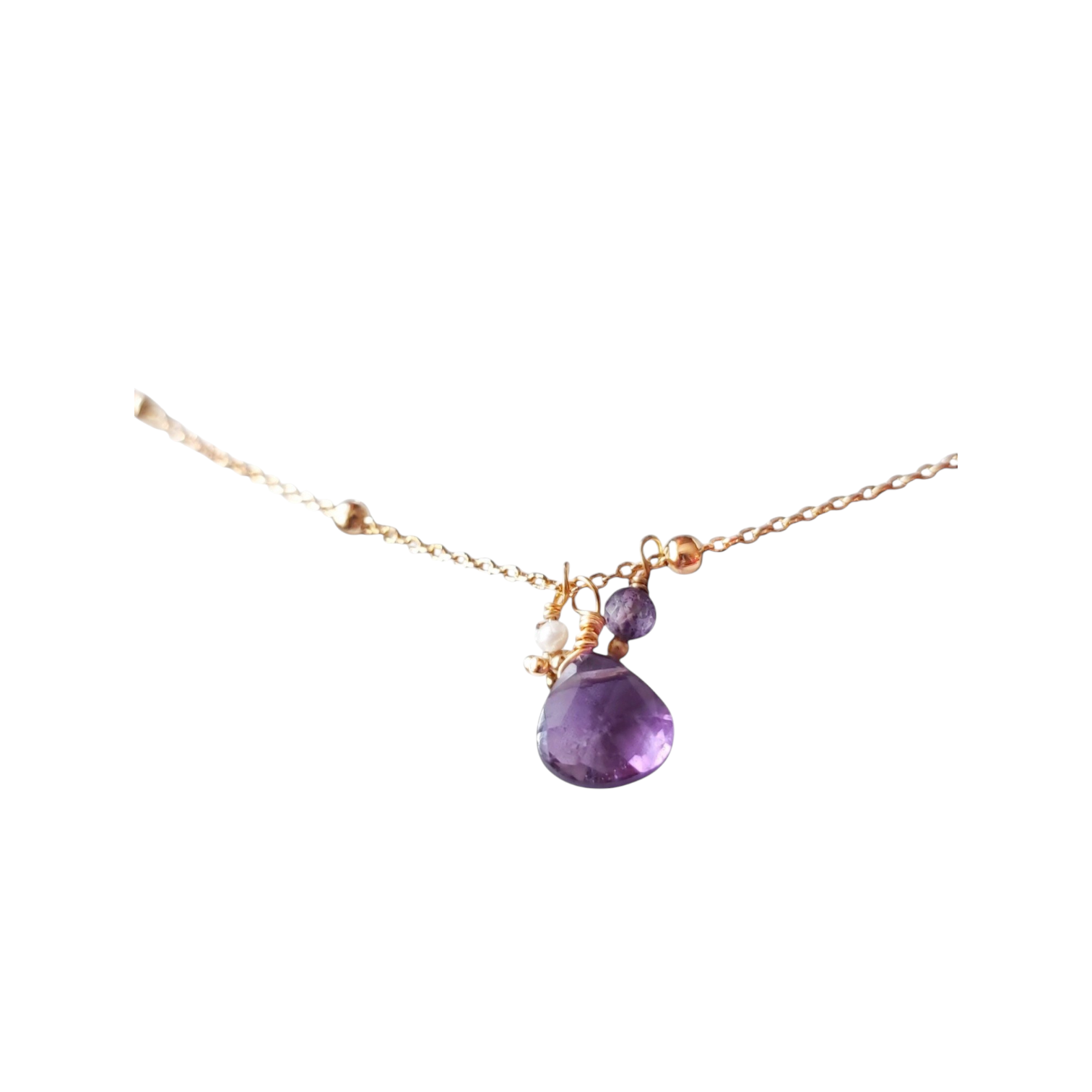 Ô Plum Colliers Grappe collier améthyste perle plaqué or 50cm
