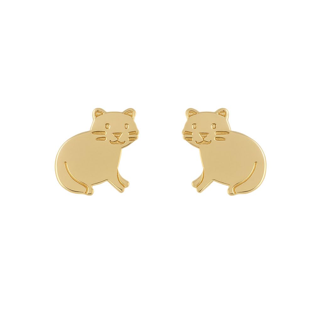L'Atelier d'Azur Boucles d'Oreilles Chats Or Jaune Enfant