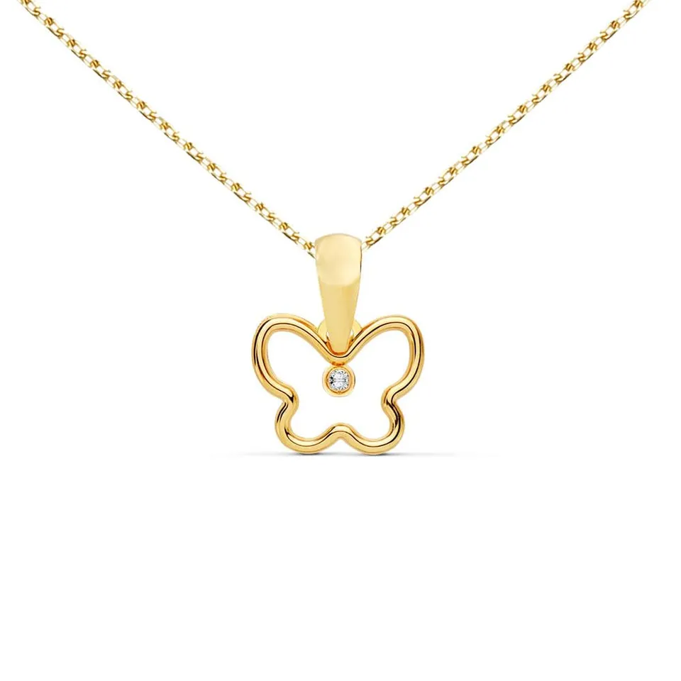 L'Atelier d'Azur Collier Papillon or 18 carats zirconium + chaîne