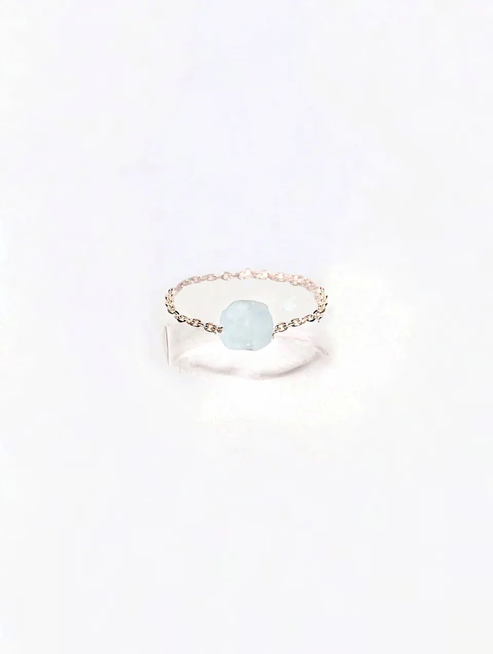 Ô PLUM Hanna Aigue-marine bague plaqué or taille 52