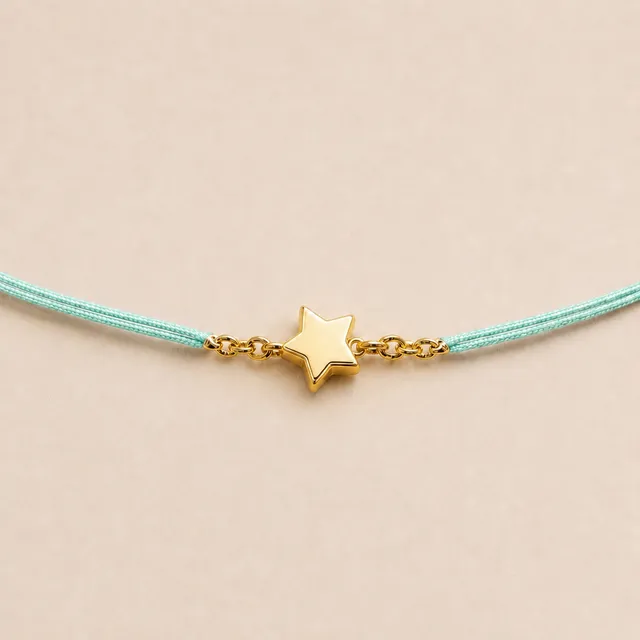 Ô PLUM Etoile bracelet cordon jade plaqué or nude réglable