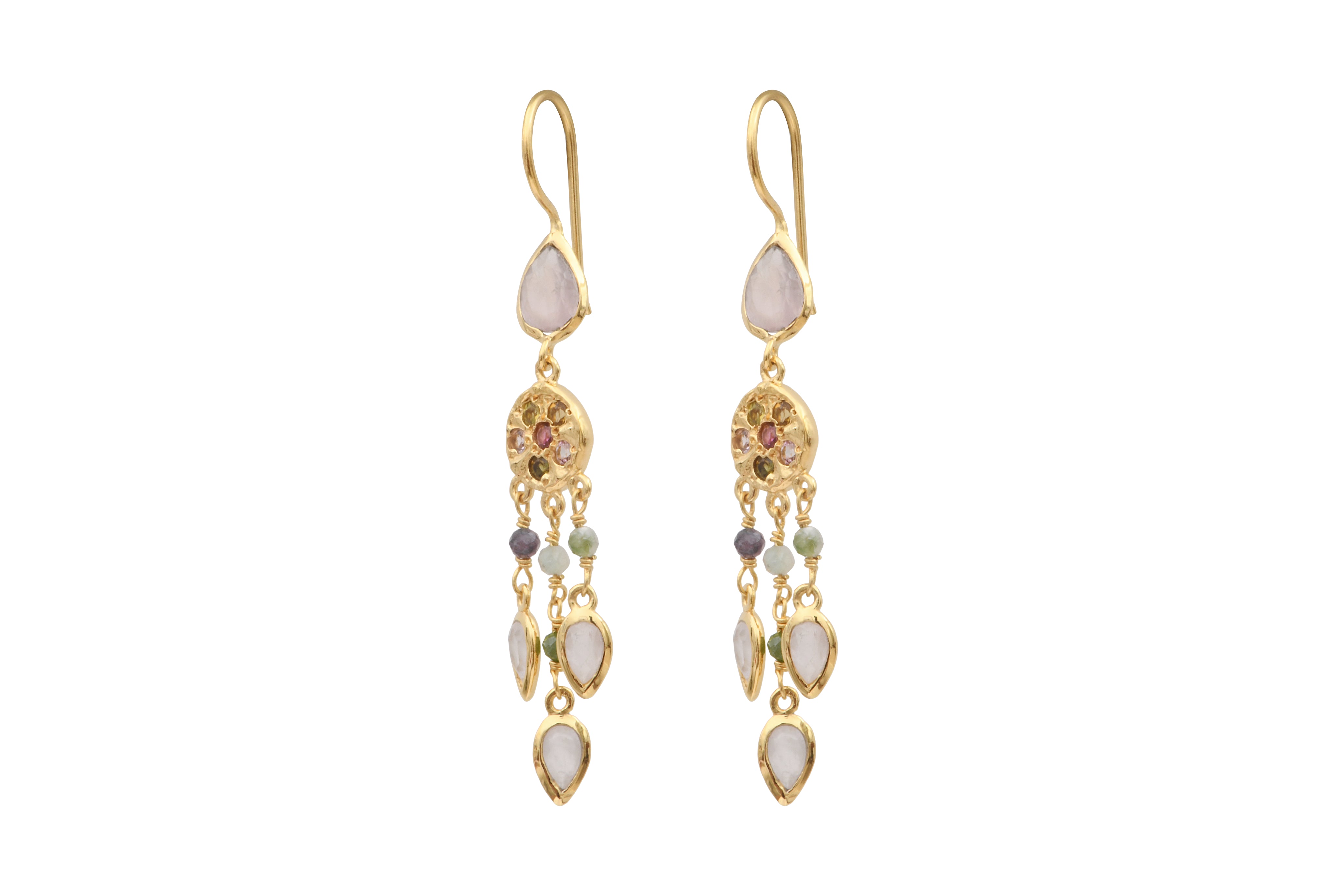 Leticia Ponti Gina boucles goutte grenat plaqué or