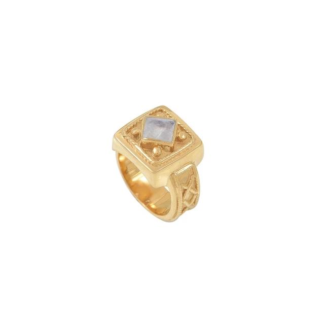 Leticia Ponti Costanza bague lapis-lazuli taille 54 plaqué or