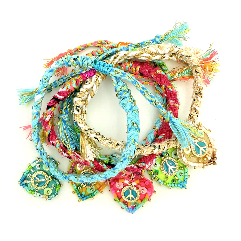 Hypnochic Peace bracelet bandanas tressé cœur ajustable