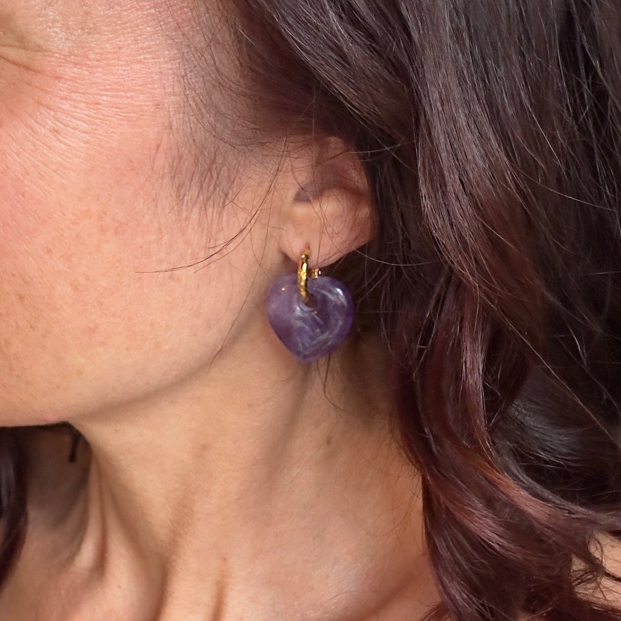 MAD SO CREATION Aloha créoles pierre lapis lazuli interchangeable
