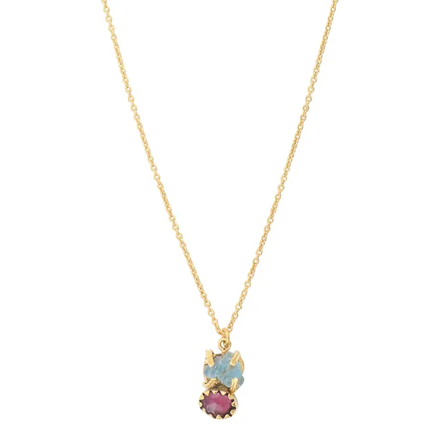 Leticia Ponti Gaby collier aigue-marine 40 cm plaqué or