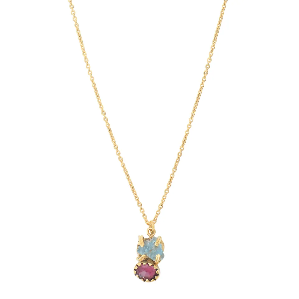 Leticia Ponti Gaby collier aigue-marine 40 cm plaqué or