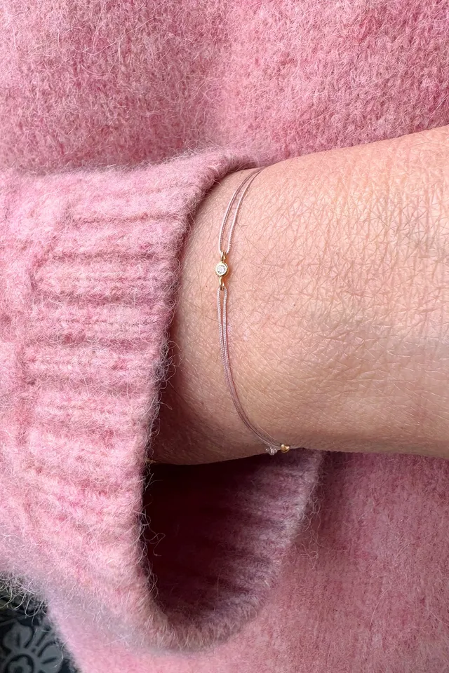Ô PLUM Bracelet cordon zircon rose pâle adaptable