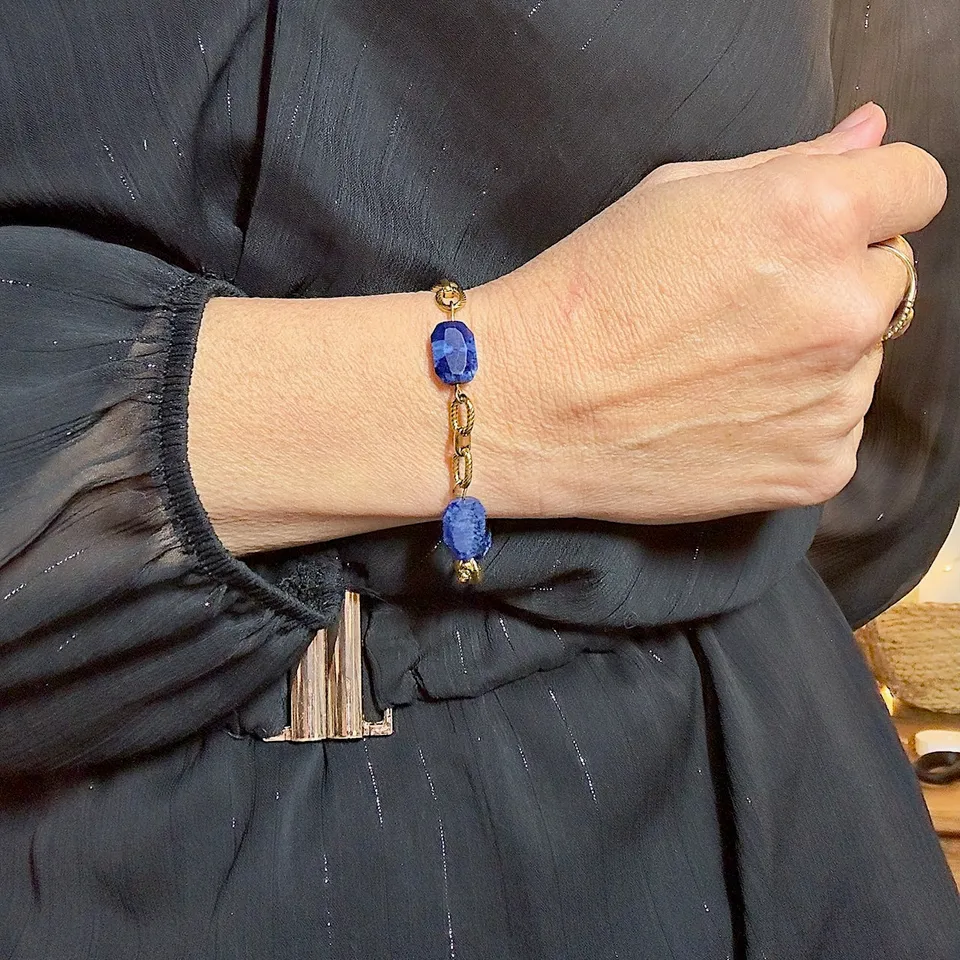 MAD SO CREATION Mera bracelet lapis-lazuli bleu 18 cm