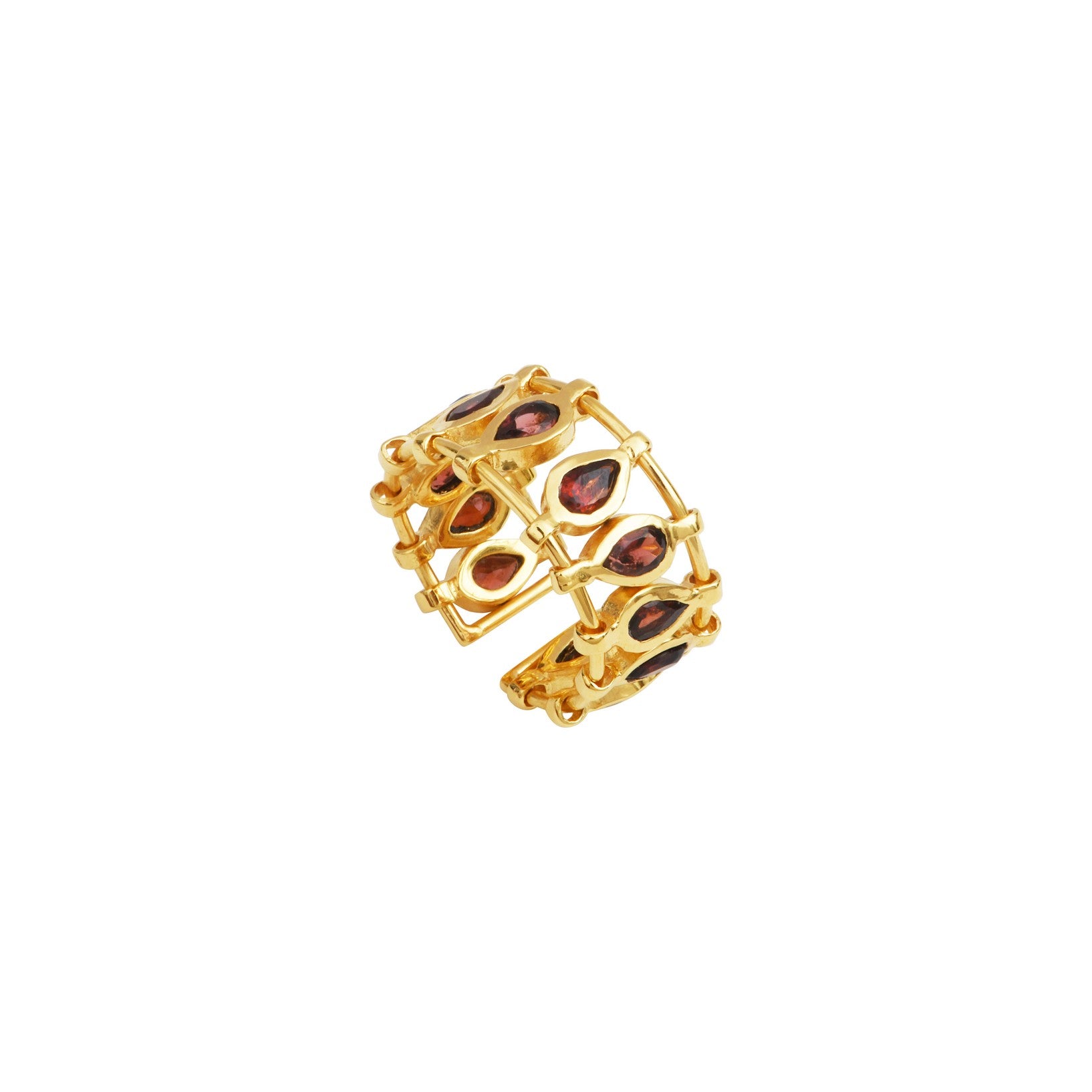 Leticia Ponti Mady bague large grenat ajustable