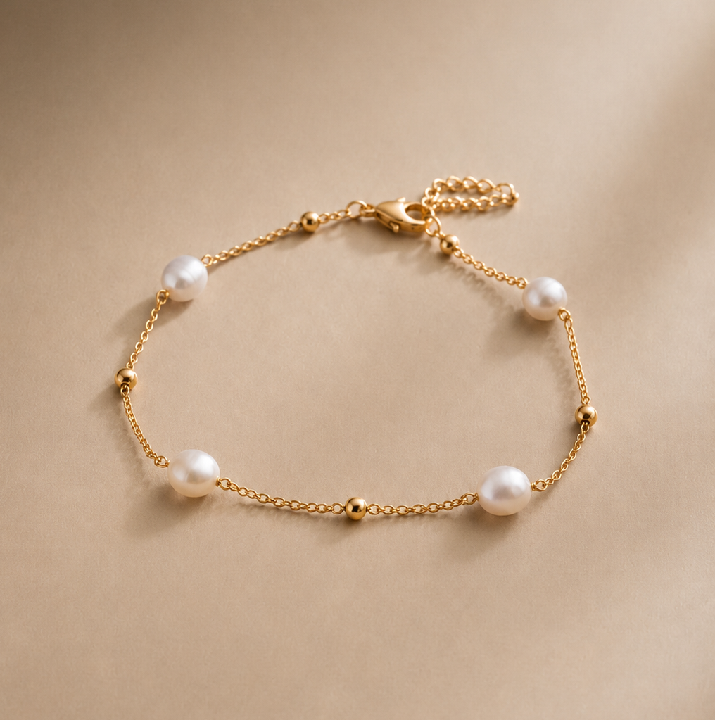Ô Plum Mila bracelet perles plaqué or réglable 15-18 cm