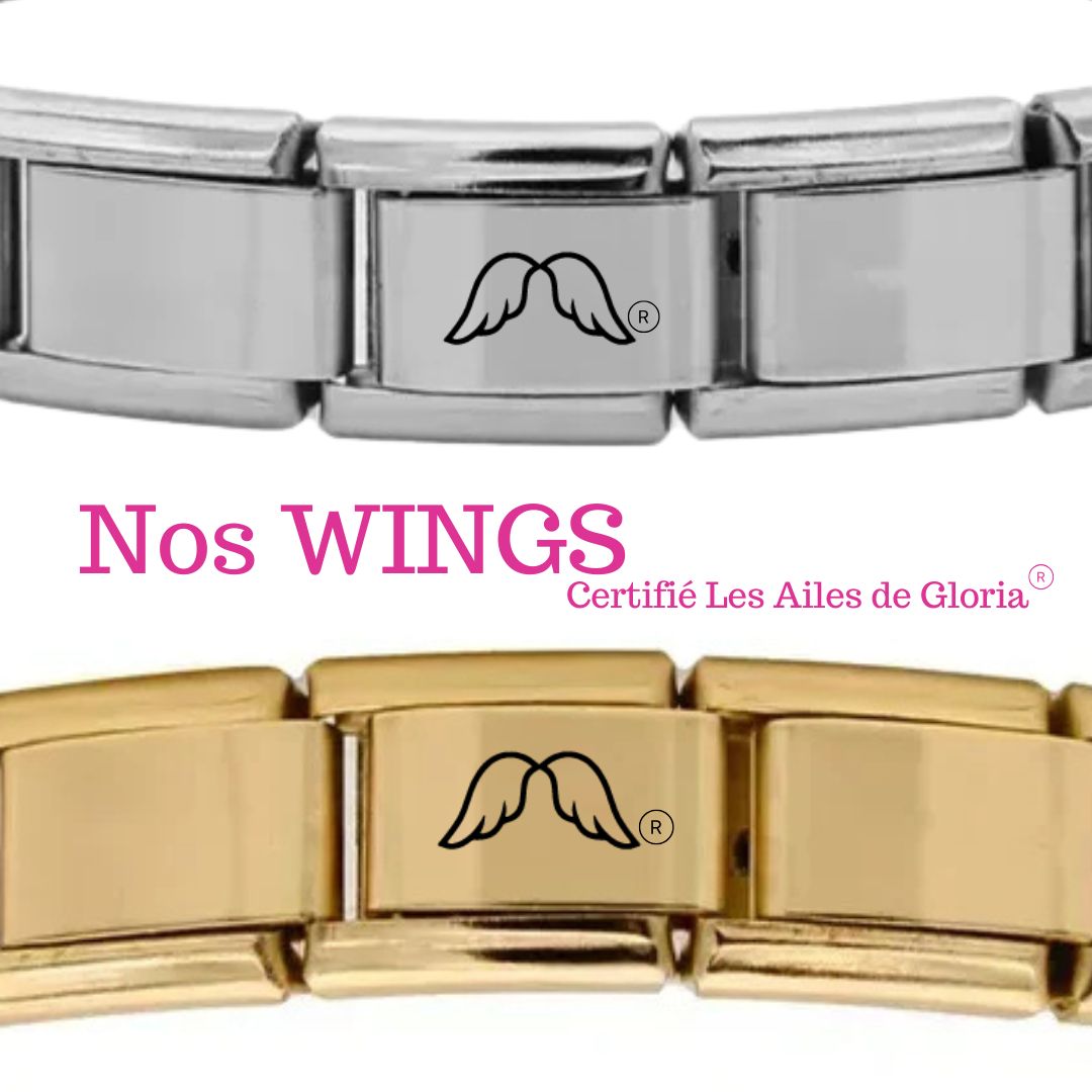 Les Ailes de Gloria Nos Wings Engrave charm argenté gravé