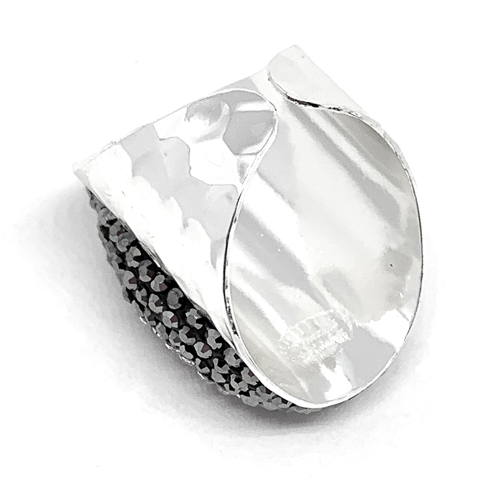 HYPNOCHIC Bague argentée strass pierre turquoise ajustable