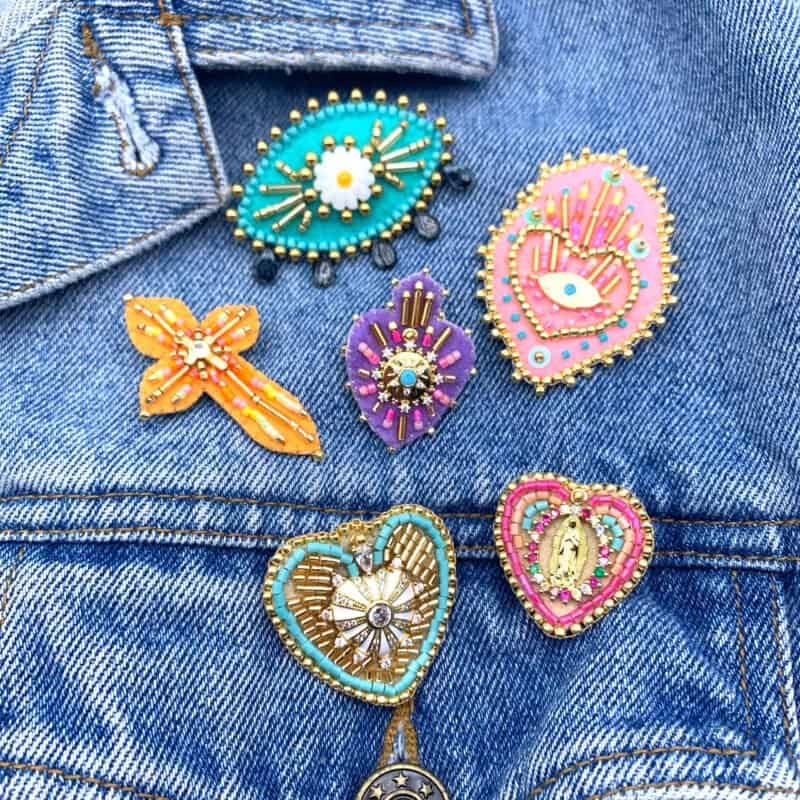 HYPNOCHIC Accessoires Broche Feutrine Perles Attache Dorée