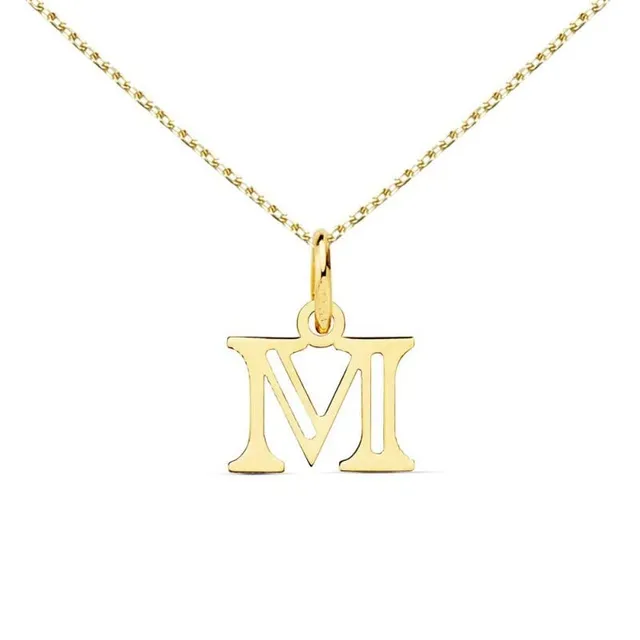 L'Atelier d'Azur Lettre M collier or 18 carats 1,2 cm + chaîne