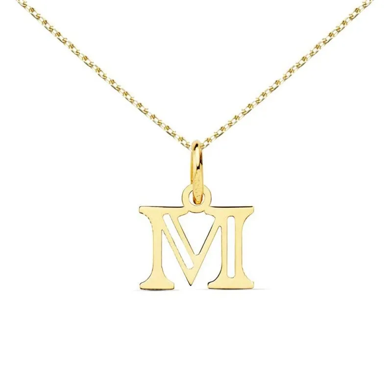 L'Atelier d'Azur Lettre M collier or 18 carats 1,2 cm + chaîne