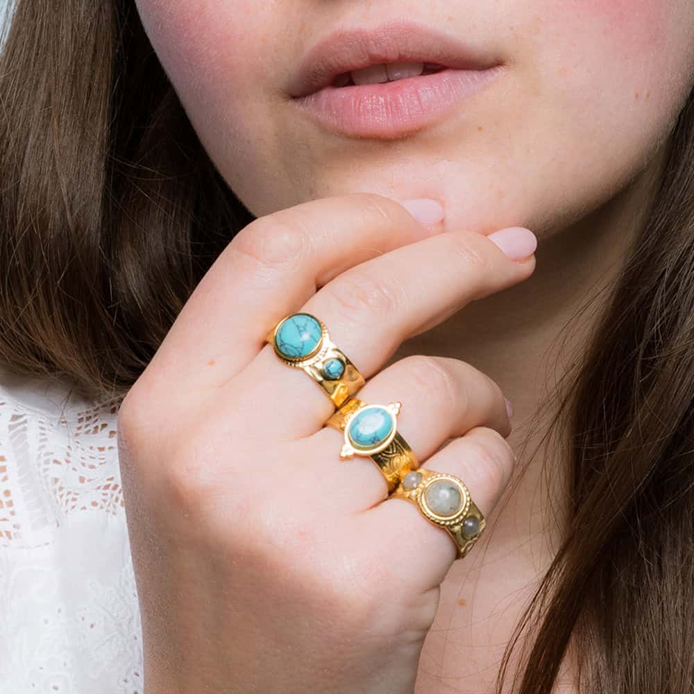 Hypnochic Gaia bague fantaisie acier pierre