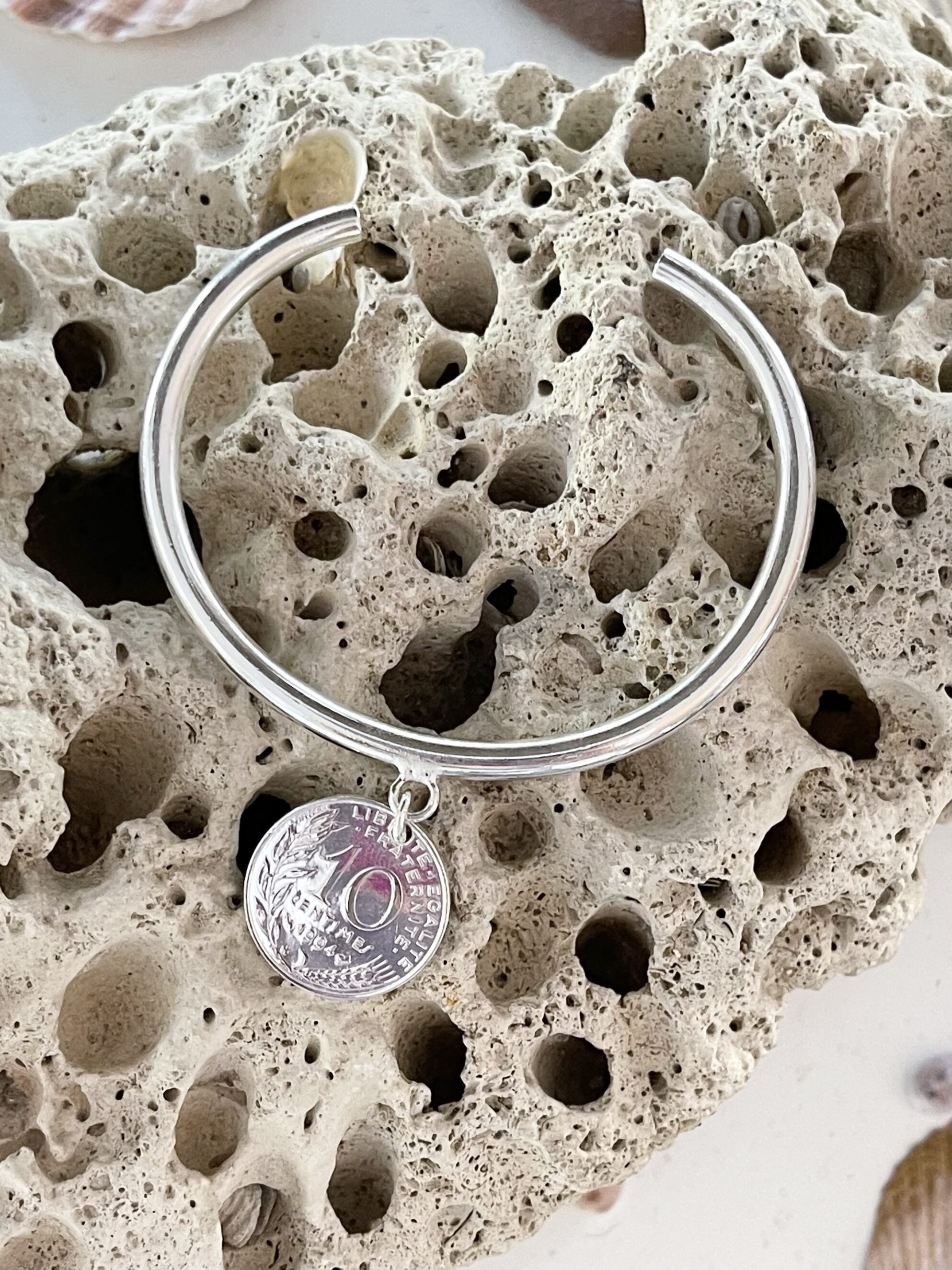 Le P’tit Franc Olympe 10 cts bracelet pièce 10 centimes plaqué or
