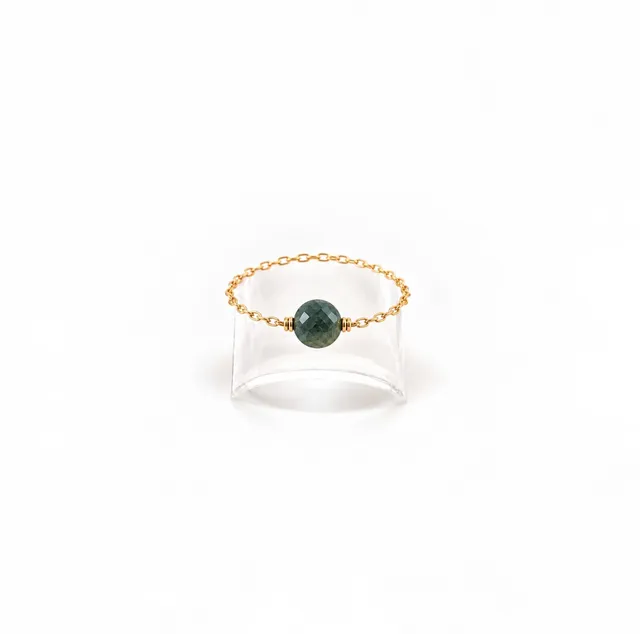 Ô PLUM Bonnie bague mini émeraude plaqué or taille 52
