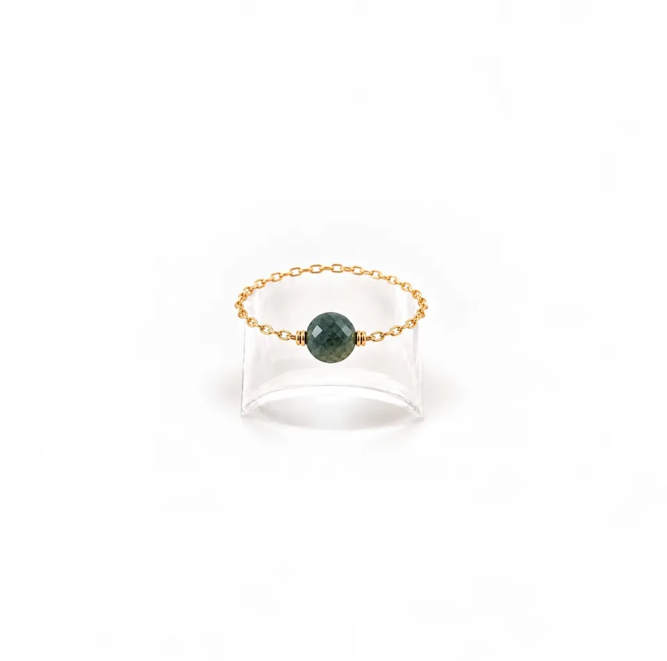 Ô PLUM Bonnie bague mini émeraude plaqué or taille 52