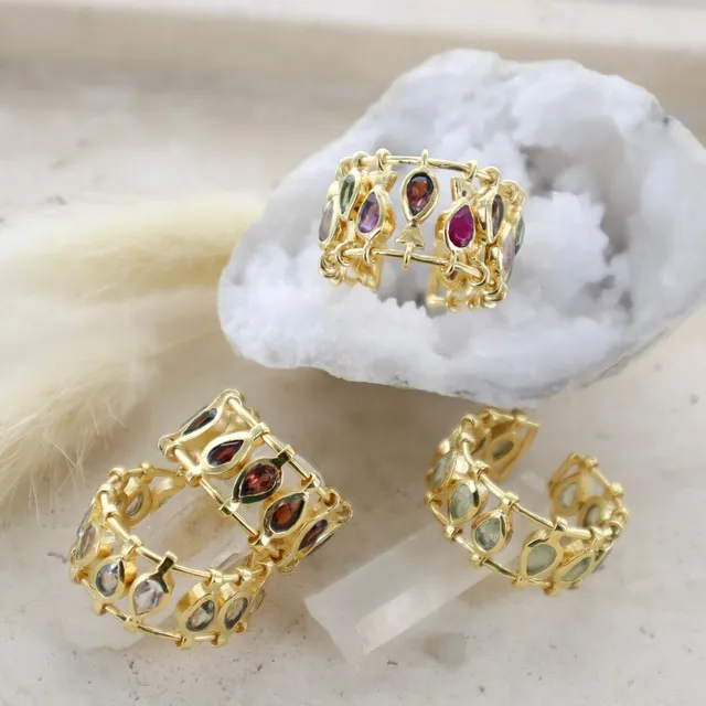 Leticia Ponti Mady bague large grenat ajustable
