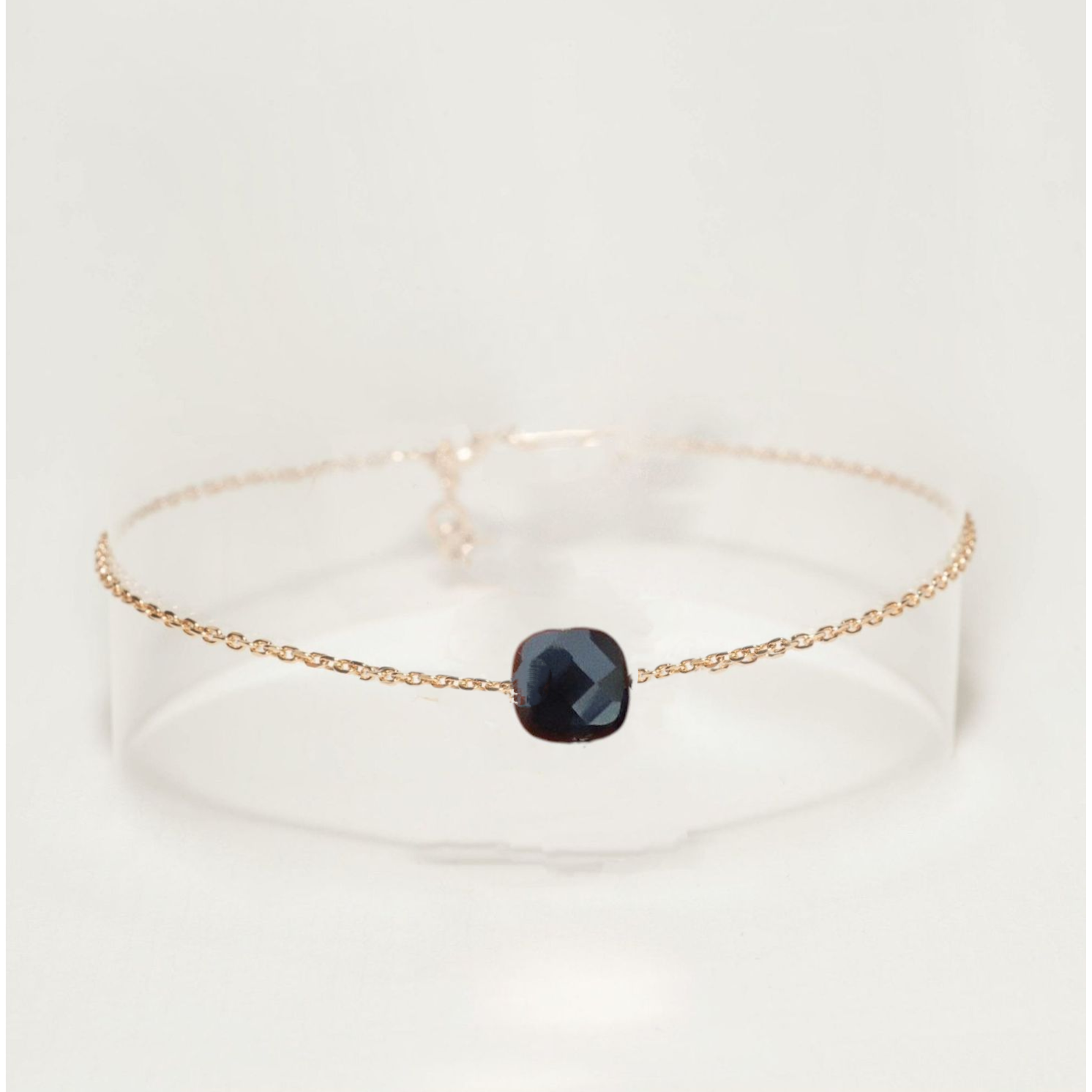 Ô PLUM Charlie Agate noire bracelet plaqué or chaîne ajustable