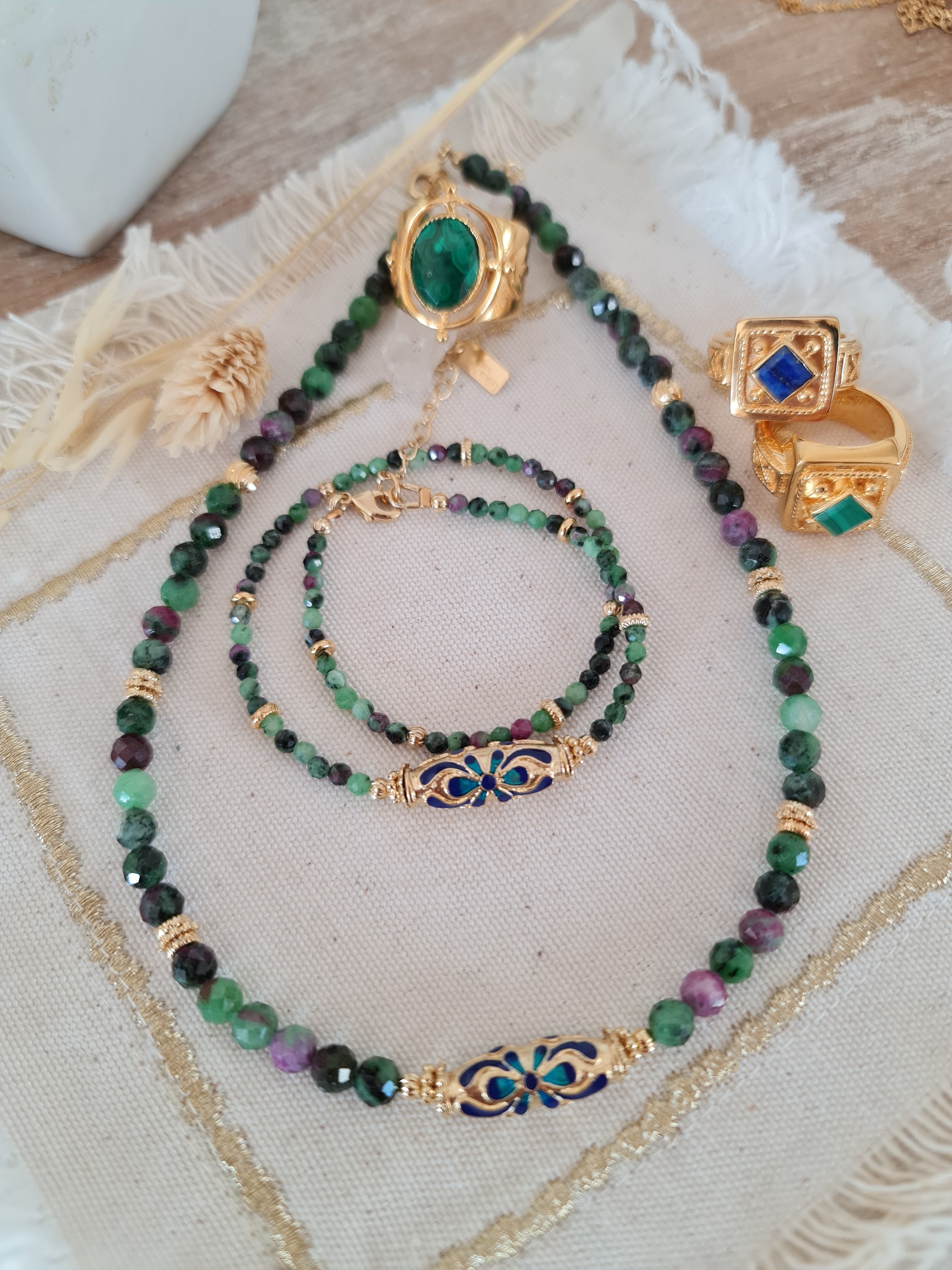 Leticia Ponti Amaia bracelet fleur émaillé double tour