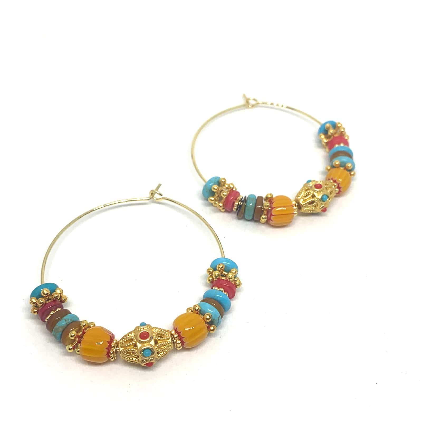 Hypnochic Lina boucles d'oreilles créoles multi-couleurs 4 cm