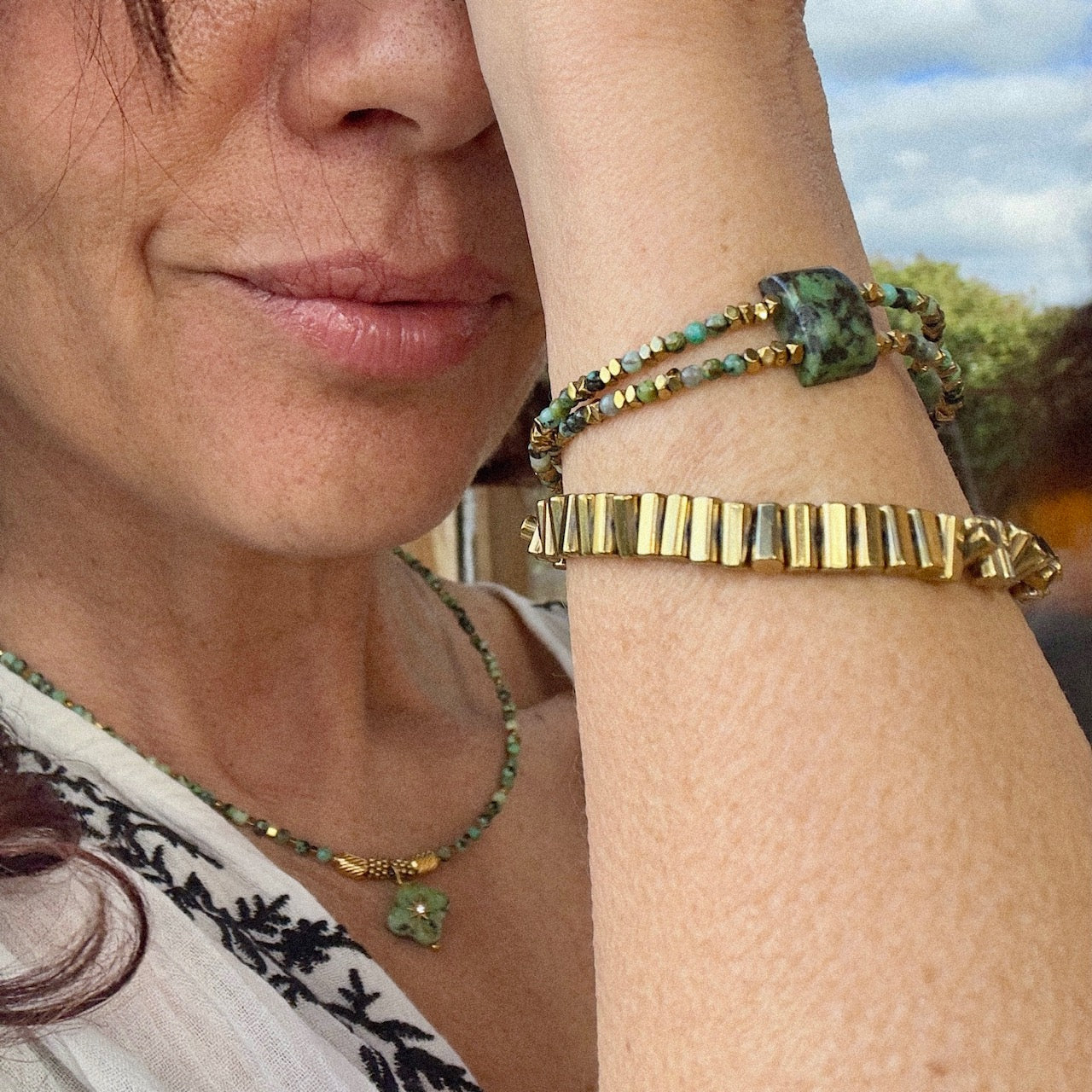 MAD SO CREATION Bracelet Gaïa turquoise africaine 16 cm