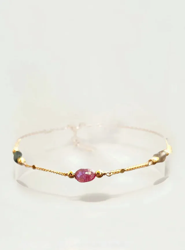 Ô Plum bracelet tourmalines multicolores plaqué or