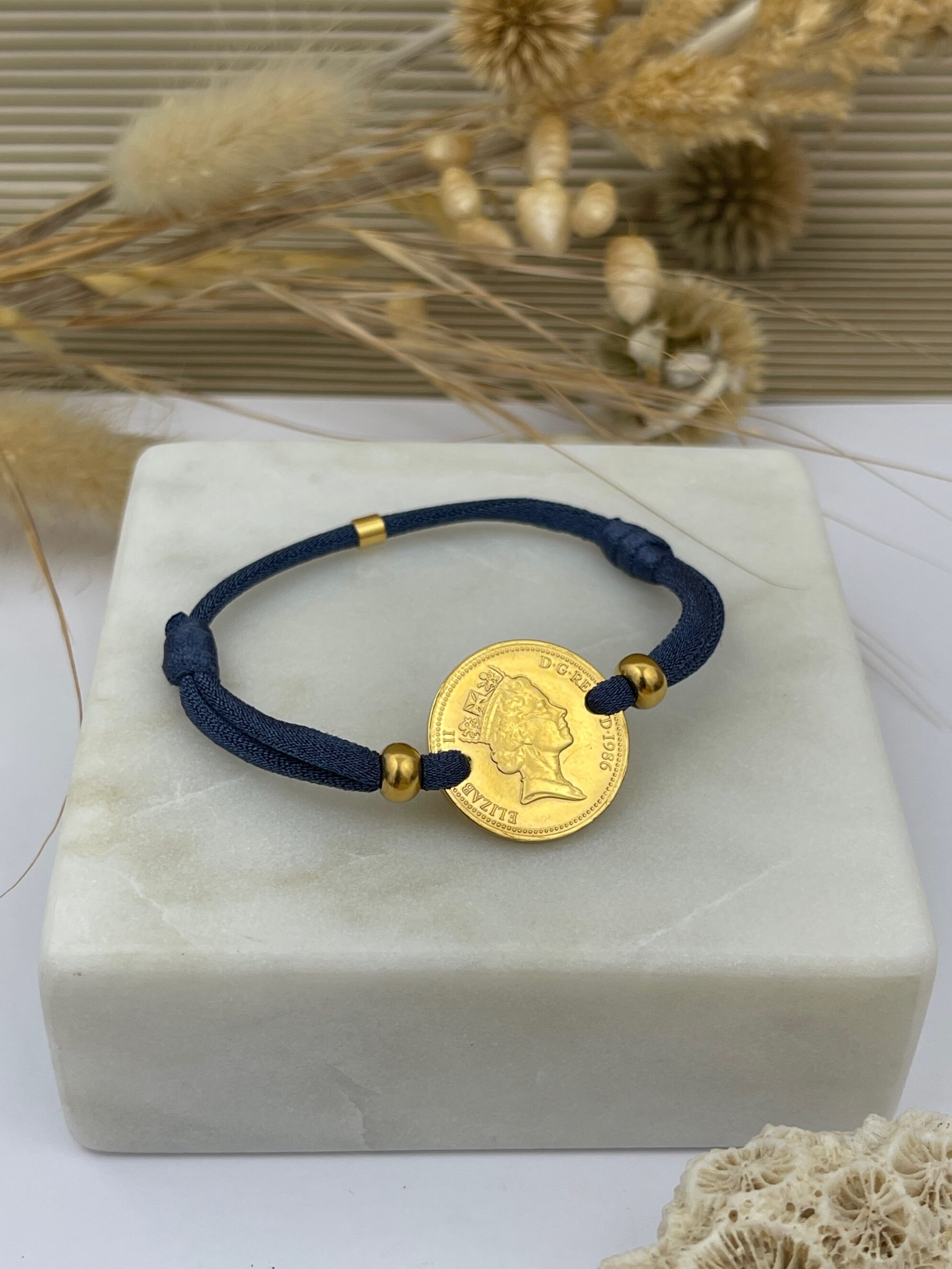 Le P’tit Franc One Penny bracelet cordon plaqué or