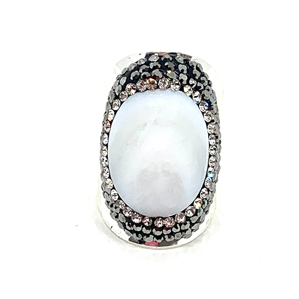 Hypnochic Strass bague nacre blanche ajustable