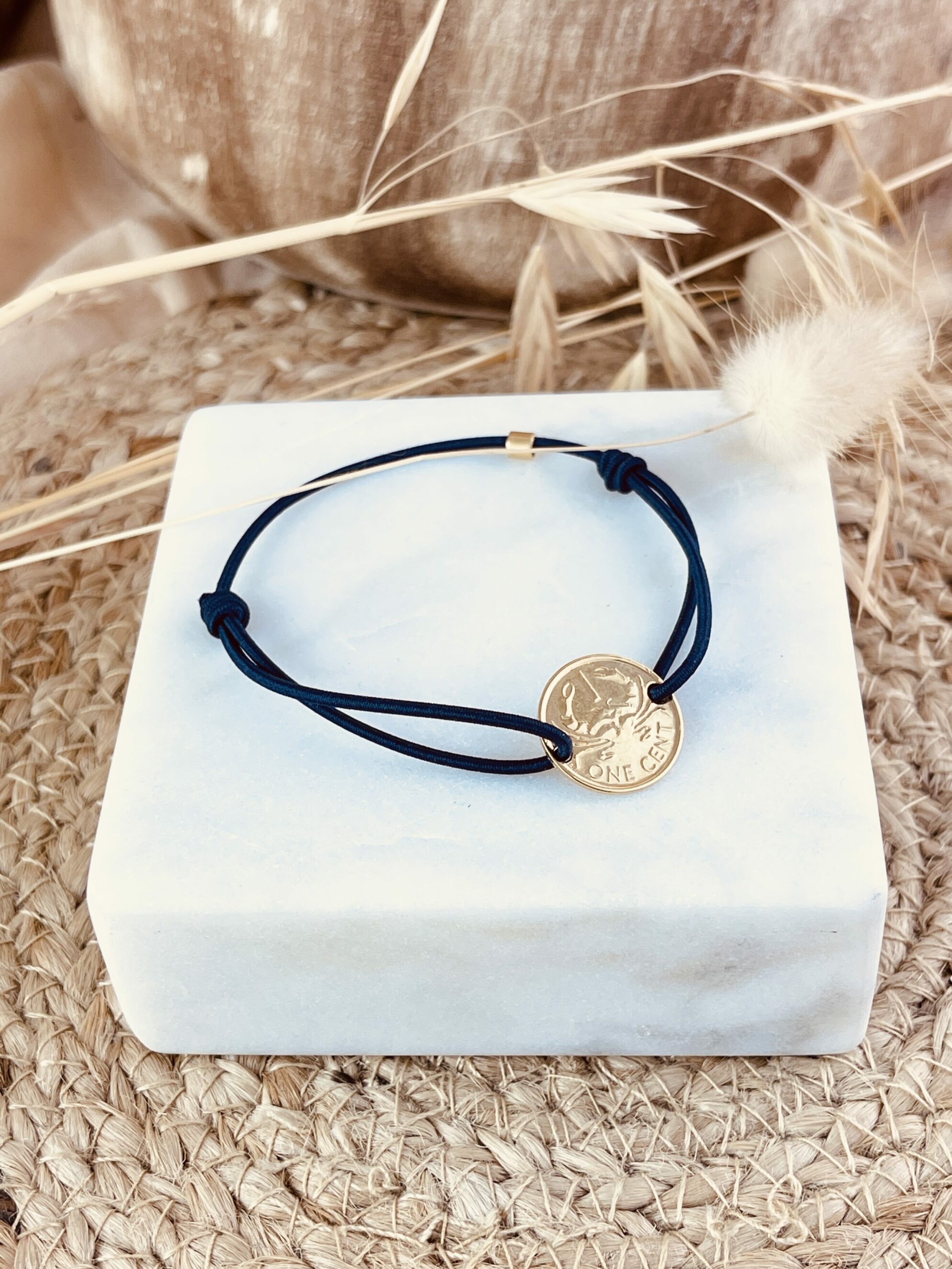 Le P'tit Franc One Cent Crabe bracelet pièce Seychelles 1,5 cm
