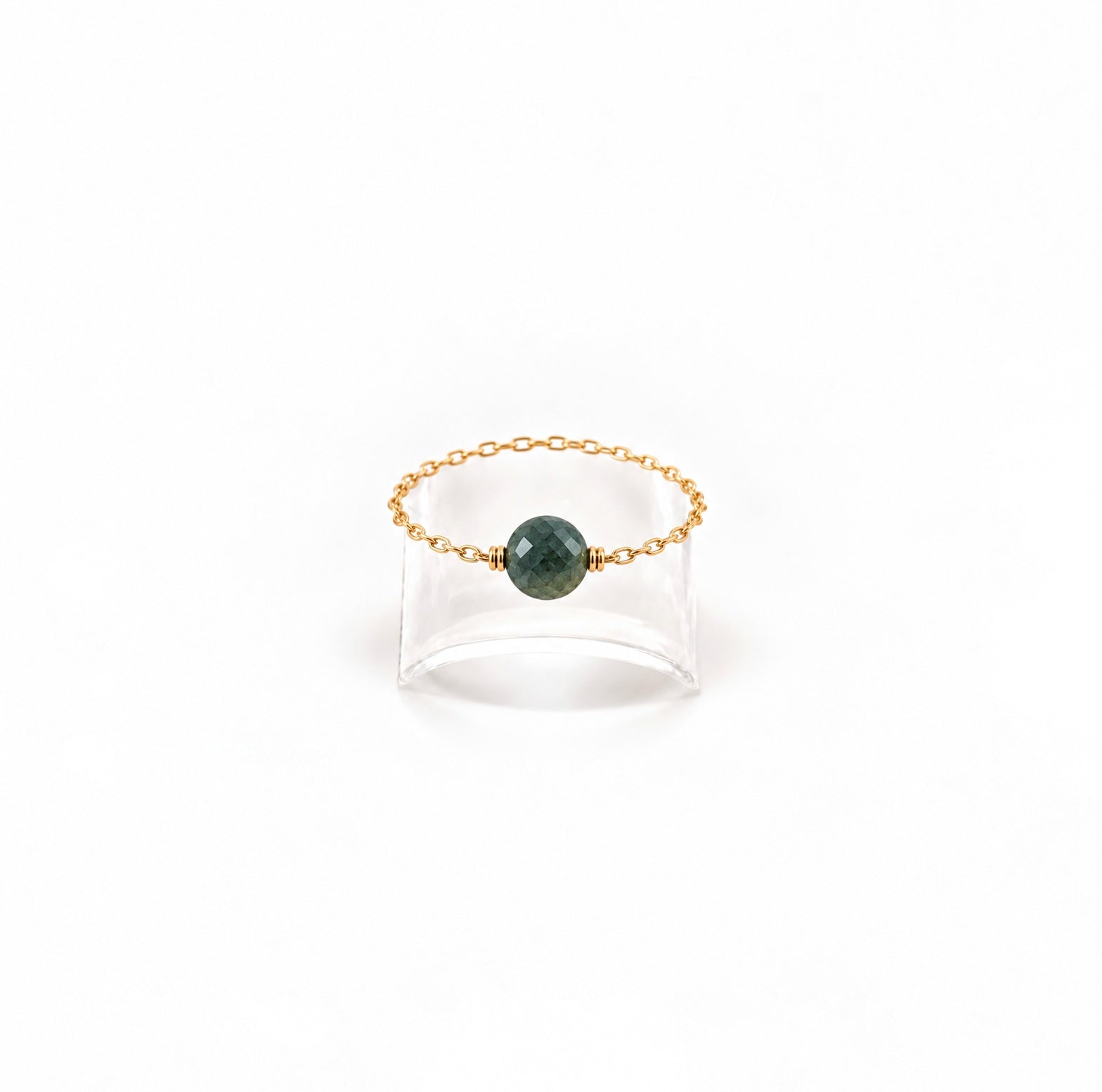 Ô PLUM Bonnie bague mini émeraude plaqué or taille 52