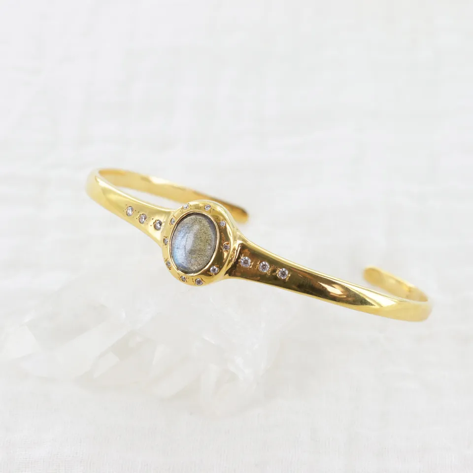 Leticia Ponti Pia jonc labradorite plaqué or 18 carats