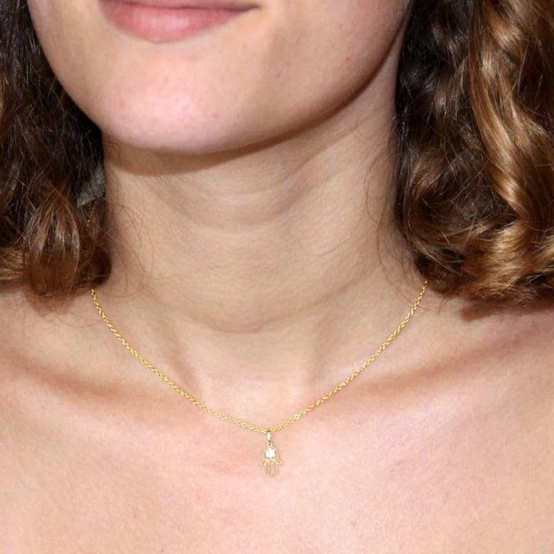 L'Atelier d'Azur collier Main de Fatma or zirconiums 42 cm