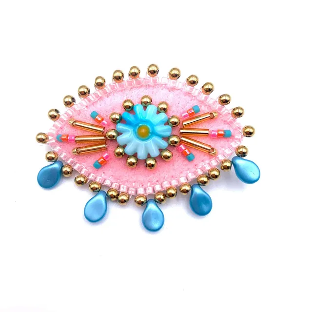 Hypnochic Accessoires Broche Oeil Ex Voto Rose Dorée Perles