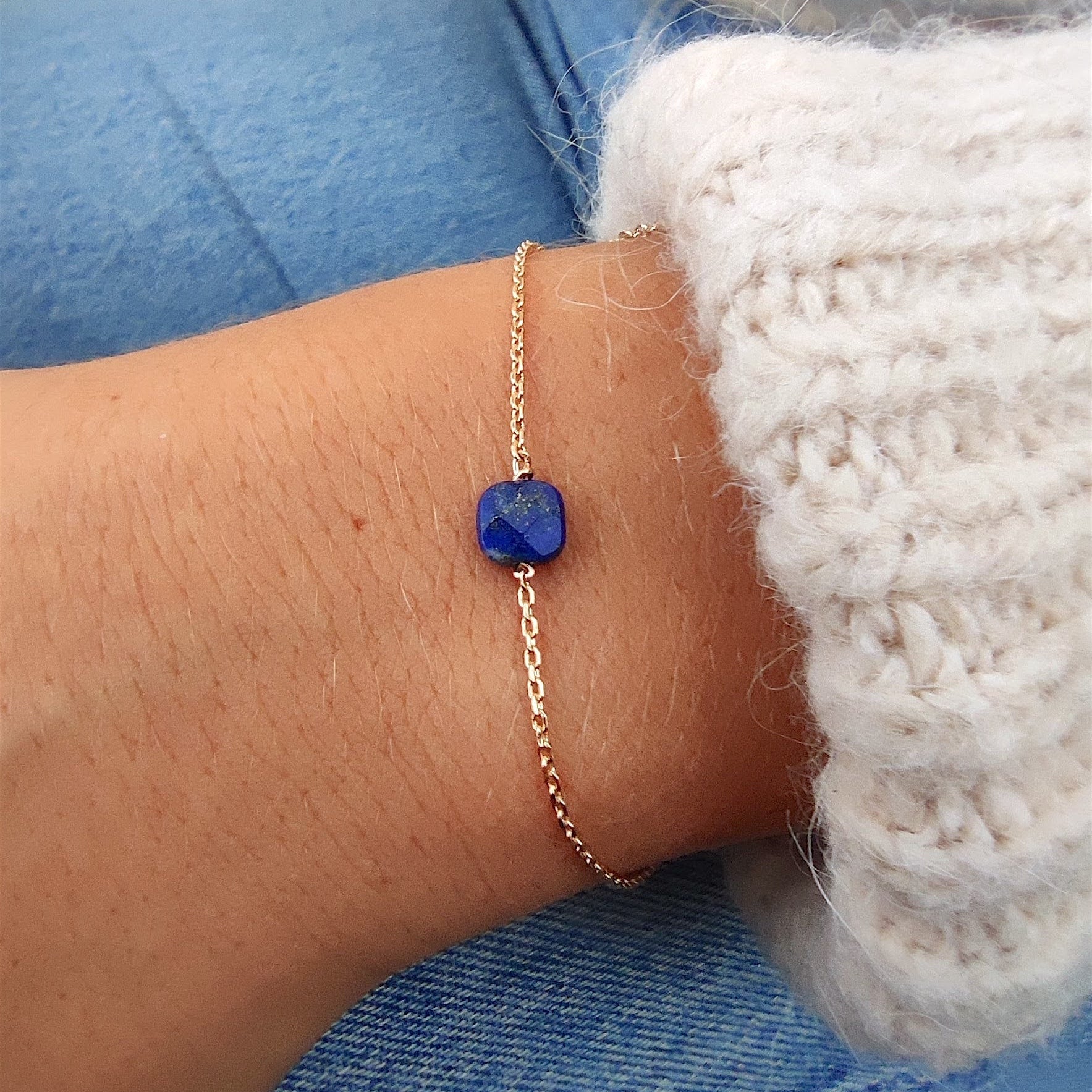 Ô PLUM Charlie bracelet chaîne sodalite plaqué or 17/19cm